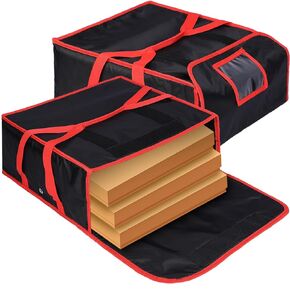 2 Pieces Huge Insulated Pizza Delivery Bag 18 x 18 x 8.5 Inches, Heavy Duty Food Delivery Bag for Pizza, Ice Cream and Cake Hot Pizza Carriers for Transport Catering Restaurant in Kuwait