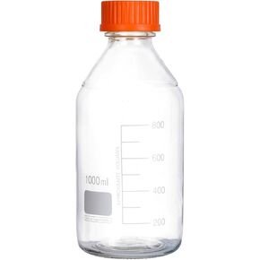 20 Pieces 100ml Round Graduated Lab Media Storage Glass Bottle with GL45 Polypropylene Orange Cap