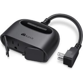 Kasa Outdoor Smart Plug, Smart Home Wi-Fi Outlet with 2 Sockets, IP64 Weather Resistance, Compatible with Alexa, Google Home & IFTTT, No Hub Required, ETL Certified(EP40), Black