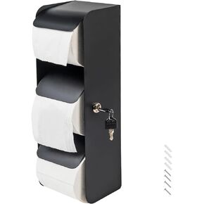 Desyeryamimi Commercial Toilet Tissue/Paper Dispenser- 3 Roll Stainless Steel Locking Toilet Paper Holder Wall Mount for Bathroom/Restroom（Matte Black）