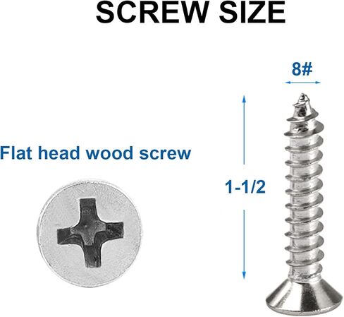# 4 × 3/8 بوصة برغي خشب فيليبس برأس مسطح من الفولاذ المقاوم للصدأ 100 قطعة من براغي الصفائح المعدنية، براغي ذاتية اللصق سريعة، لمسة نهائية سادة in Kuwait