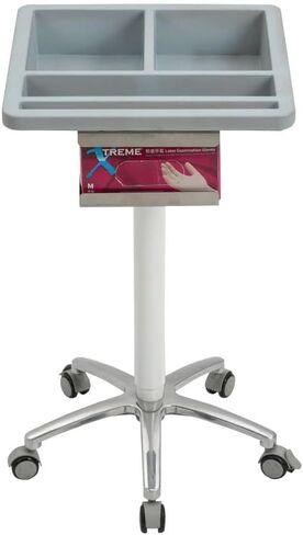 Phlebotomy cart Tray Two Bins with Gloves Case for Blood Chair Drawing (White) in Kuwait