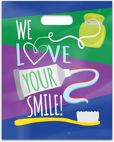 Practicon 11098204 نحن نحب ابتسامتك 8 × 10 أكياس رعاية المرضى بأربعة ألوان - 100 عبوة in Kuwait