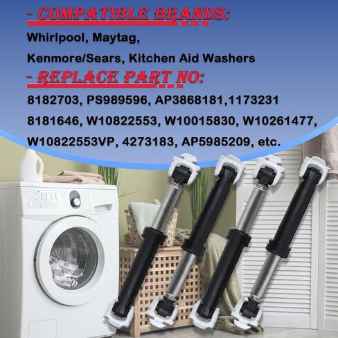 BOKECHY 8182703 غسالة ممتصة للصدمات 4 قطع بديلة متوافقة مع Whirlpool، Maytag، Kenmore/Sears، غسالات مساعدة المطبخ 8181646/PS989596/AP3868181 in Saudi Arabia