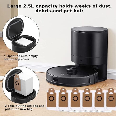6 Pack Dust Bags for Proscenic M7 Pro M8 Pro Vacuum Cleaner, Leakproof Dedicated Vacuum Bag for iHome AutoVac Nova,for Uoni V980MAX, for HONITURE Q6 Q5, for Kyvol Cybovac S31 in Saudi Arabia