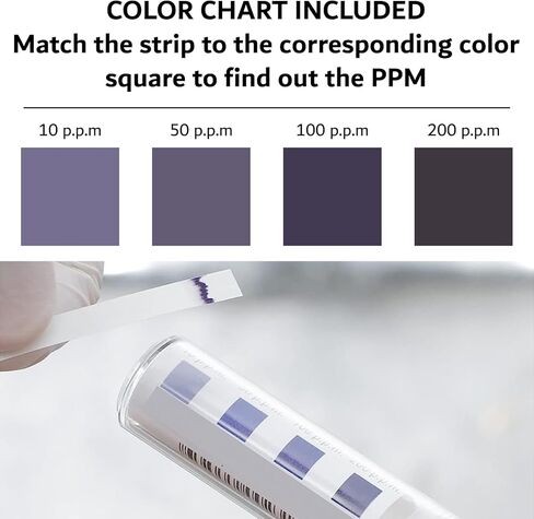 The FryOilSaver Co، شرائط اختبار الكلور للمطاعم وخدمات الطعام، ورق اختبار الكلور الدقيق، 1 × قارورة تحتوي على 100 شريط اختبار مطهر الكلور، 0-200 جزء في المليون، شرائط اختبار التبييض، FMP 142-1362. in Kuwait