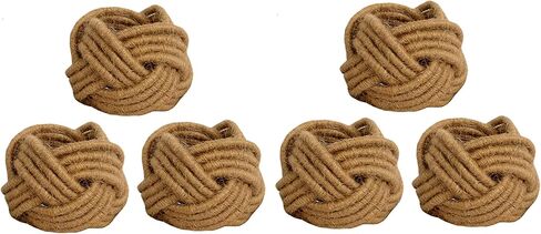 Kaizen Casa Set of 6 Classic Braided Jute Burlap Napkin Rings (Cream, 6) in Kuwait
