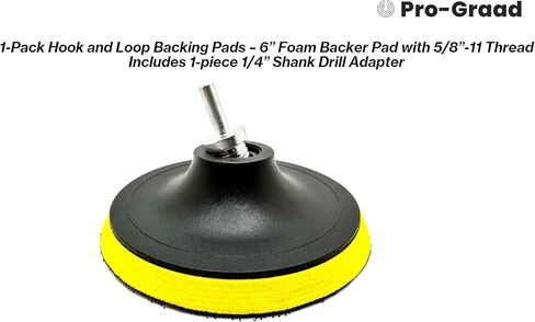 لوحة دعم بخطاف وحلقة مقاس 15.24 سم من Pro-Graad لمنصات تلميع الصوف الناعم، وسادة داعمة مع 5/8 بوصة - 11 (5/8 بوصة TPI)، وسادات احتياطية 6 بوصة للاستخدام مع مطحنة الزوايا أو المثقاب - مع محول المثقاب in Kuwait