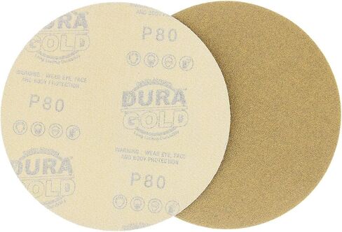 Dura-Gold - Premium - 80 Grit 6 "أقراص صنفرة ذهبية بدون فتحات بخطاف وحلقة بدون فتحات لآلات الصنفرة DA - صندوق مكون من 50 قرصًا نهائيًا من ورق الصنفرة للسيارات والأعمال الخشبية in Kuwait