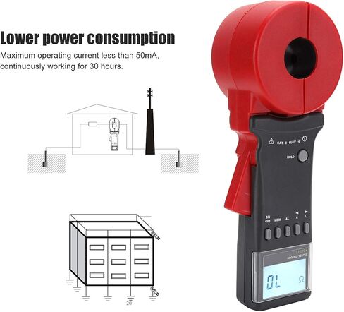 جهاز اختبار مقاومة الأرض، ETCR2100C+ 0.01-1200Ω جهاز اختبار مقاومة الأرض بمشبك متعدد الوظائف، 0 مللي أمبير-20 أمبير، مقياس التيار الكهربائي بمشبك إنذار للمعدات الكهربائية in Kuwait