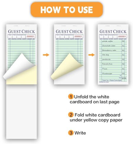 دفتر فحص للضيوف للخوادم، دفتر فحص للضيوف بدون كربون، مفكرة للنادلة (9 وسادات، 50 ورقة/وسادة) اخضر in Kuwait