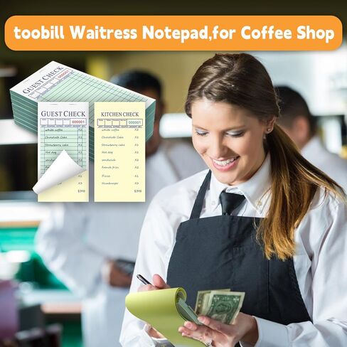 دفتر فحص للضيوف للخوادم، دفتر فحص للضيوف بدون كربون، مفكرة للنادلة (9 وسادات، 50 ورقة/وسادة) اخضر in Kuwait