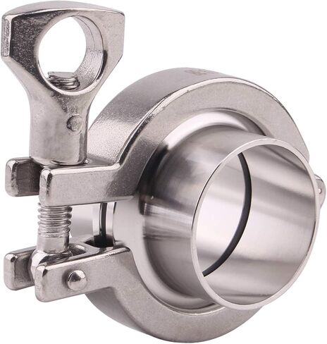 DERNORD Stainless Steel Tri-clamp (1/2 inch Tri-clover Clamp) + 2 Pcs SUS304 Sanitary Pipe Weld Ferrule + FKM Gasket (1/2 Inch) in Kuwait