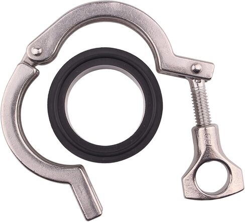 DERNORD Stainless Steel Tri-clamp (1/2 inch Tri-clover Clamp) + 2 Pcs SUS304 Sanitary Pipe Weld Ferrule + FKM Gasket (1/2 Inch) in Kuwait