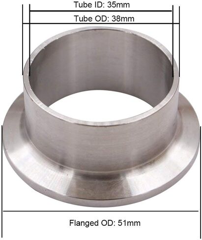 DERNORD Stainless Steel Tri-clamp (1/2 inch Tri-clover Clamp) + 2 Pcs SUS304 Sanitary Pipe Weld Ferrule + FKM Gasket (1/2 Inch) in Kuwait