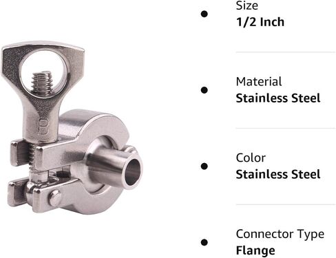 DERNORD Stainless Steel Tri-clamp (1/2 inch Tri-clover Clamp) + 2 Pcs SUS304 Sanitary Pipe Weld Ferrule + FKM Gasket (1/2 Inch) in Kuwait