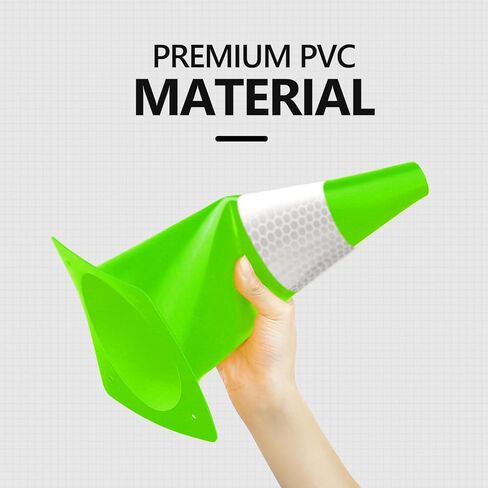 (4 عبوات) مخاريط السلامة المرورية باللون الأخضر الليموني مقاس 15 بوصة، مخاريط وقوف السيارات مع أطواق عاكسة، مخاريط بناء الطرق لمخاطر الشوارع، التدريب على القيادة in Kuwait