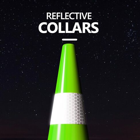 (4 عبوات) مخاريط السلامة المرورية باللون الأخضر الليموني مقاس 15 بوصة، مخاريط وقوف السيارات مع أطواق عاكسة، مخاريط بناء الطرق لمخاطر الشوارع، التدريب على القيادة in Kuwait