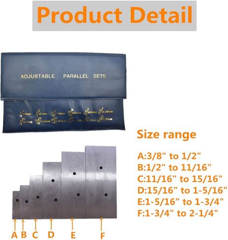 6 قطع مجموعة متوازية قابلة للتعديل 3/8 بوصة - 2-1/4 بوصة مجموعة متوازية دقيقة من الفولاذ المقسى لفحص التخطيط وإيقاف العمل وما إلى ذلك in Kuwait