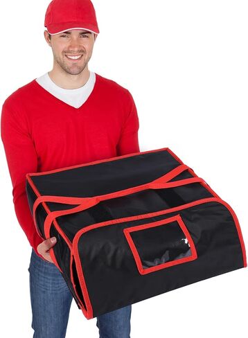 2 قطعة كبيرة معزولة حقيبة توصيل البيتزا 45.72 سم × 45.72 سم × 8.5 سم، حقيبة توصيل الطعام الثقيلة للبيتزا، الآيس كريم والكعك ناقلات بيتزا الساخنة لنقل الطعام مطعم in Kuwait