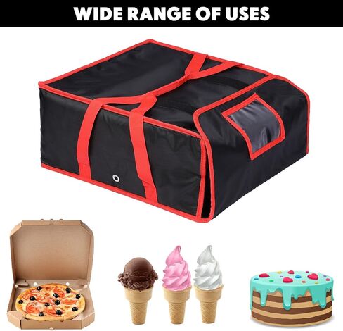 2 قطعة كبيرة معزولة حقيبة توصيل البيتزا 45.72 سم × 45.72 سم × 8.5 سم، حقيبة توصيل الطعام الثقيلة للبيتزا، الآيس كريم والكعك ناقلات بيتزا الساخنة لنقل الطعام مطعم in Kuwait
