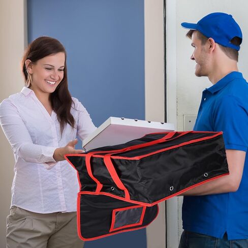 2 قطعة كبيرة معزولة حقيبة توصيل البيتزا 45.72 سم × 45.72 سم × 8.5 سم، حقيبة توصيل الطعام الثقيلة للبيتزا، الآيس كريم والكعك ناقلات بيتزا الساخنة لنقل الطعام مطعم in Kuwait