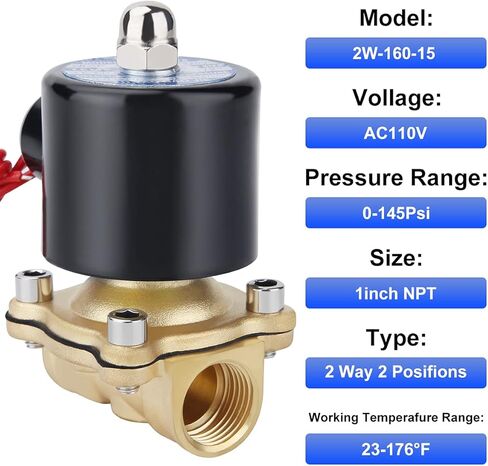 صمام ملف لولبي كهربائي نحاسي 15 1/2 انش تيار متردد 110 فولت ان بي تي مغلق بشكل طبيعي للمياه والهواء والديزل in Kuwait
