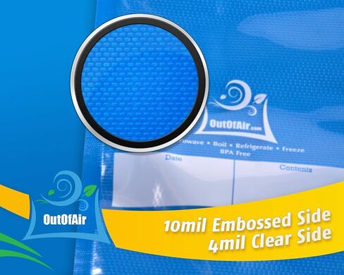 OutOfAir Vacuum Sealer Rolls - 11" x 25’ (4 Pack, 100ft) - Heavy-Duty, 33% Thicker, BPA-Free, Works with FoodSaver, Weston, Anova & More - Food Storage, Sous Vide, Freezer, Microwave & Boil Safe in Kuwait