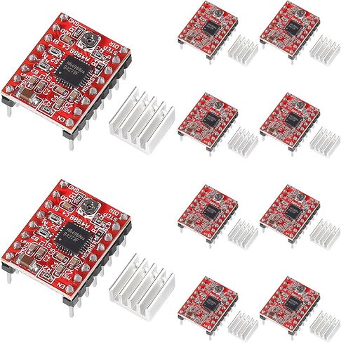 DIANN 10pcs A4988 Stepstick Stepper Motor Driver Module with Heat Sink for 3D Printer Reprap CNC Machine Robotics in Saudi Arabia