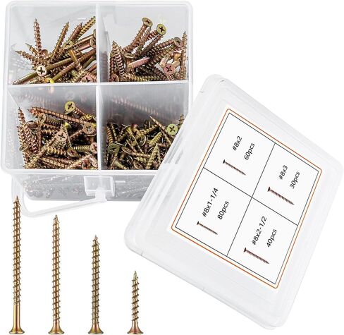 210 قطعة من براغي الخشب، براغي بناء داخلية من الخشب الخشن، مجموعة متنوعة من براغي الحوائط الجافة برأس بوق من فيليبس، مجموعة براغي ذات رأس مسطح للخشب الصخري للجدران الجافة in Kuwait