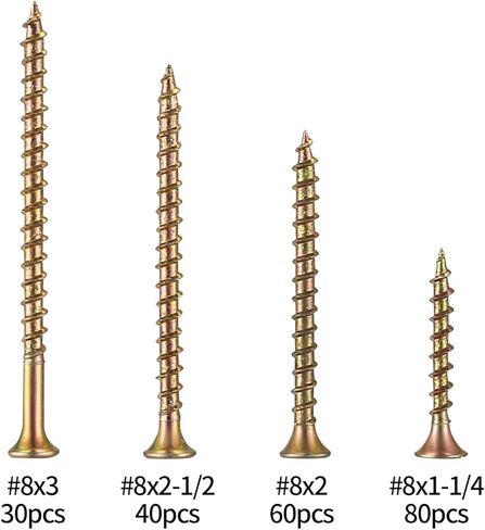 210 قطعة من براغي الخشب، براغي بناء داخلية من الخشب الخشن، مجموعة متنوعة من براغي الحوائط الجافة برأس بوق من فيليبس، مجموعة براغي ذات رأس مسطح للخشب الصخري للجدران الجافة in Kuwait