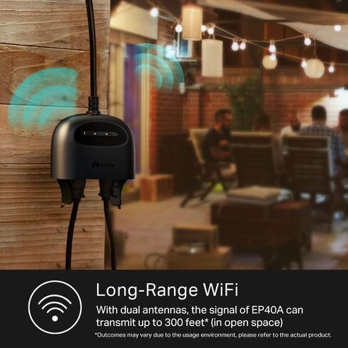 قابس ذكي خارجي من كاسا، منفذ واي فاي منزلي ذكي مع مقبسين، مقاومة الطقس IP64، متوافق مع أليكسا، جوجل هوم وIFTTT، لا يتطلب محور، معتمد من ETL (EP40)، أسود in Kuwait