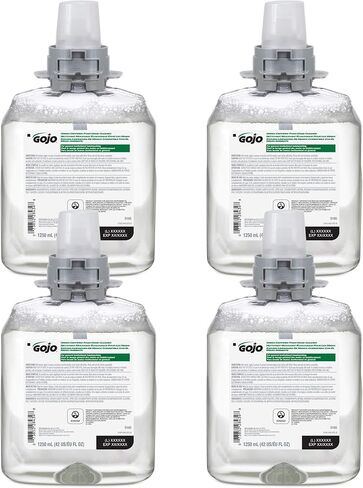 منظف اليدين الرغوي المعتمد من جوجو، خالٍ من العطور، 1250 مل لصابون اليد قابل لإعادة التعبئة لموزع جوجو FMX-12 على طراز الدفع (عبوة من 4 قطع) - 5165-04 in Kuwait