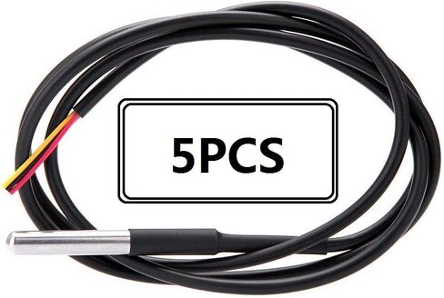 Eiechip 5 قطع ماء مسبار درجة الحرارة DS18B20 1M مع كابل حراري مقاوم للحرارة in Kuwait