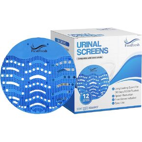 First Fresh Urinal Screen Deodorizer (12 pack) | Long Lasting Fragrance-Ocean Mist | Urinal Cakes Anti-Splash | Urinal Mats Anti-Clogging | Universal Fit For Easy Use | Free Gloves in Saudi Arabia