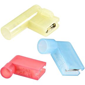 REDGOOSE 50PCS Nylon Flag Spade Quick Disconnects 14-10 AWG Female Wire Connector 90 Degree Electrical Crimp Wire Terminals(Yellow)