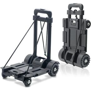 Foldable Plastic Folding Cart Lightweight Folding Shopping Trolley Mini Luggage Hand Truck for Travel Shopping Moving Office Use (2-Wheels)