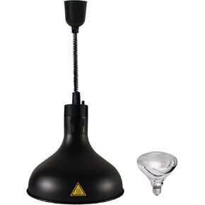 Hanging Food Heat Lamps Ceiling Food Warmer with Infrared Bulb Warming Lamps Retractable Style (Dia25cm(Silver))