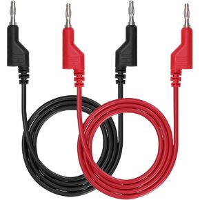 قطعتان من سلاسل اختبار قابس الموز إلى الموز من Sumnacon - كابلات اختبار قابس الموز 4 مم قابلة للتكديس، أسلاك مشبك متعددة المقاييس للاختبار الكهربائي 1000 فولت/15 أمبير in Kuwait