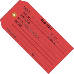 Aviditi G20033 13 Point Cardstock Pre-Wired Rejected Inventory Tag, 4-3/4" Length x 2-3/8" Width, Red (Case of 1000)