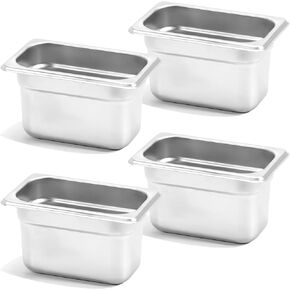 FUSON 4 Pack 1/2 Size 2 1/2 Inch Deep Anti Jam Steam Table Pan, NSF, Commercial 18/8 Stainless Steam Pan, Restaurant, Hotel