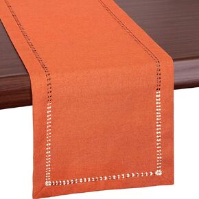 Set of 4 Hemstitch Orange Table Place mats for Thanksgiving Fall Autumn Holidays Decorations, Rectangular 12 by 18 Inch