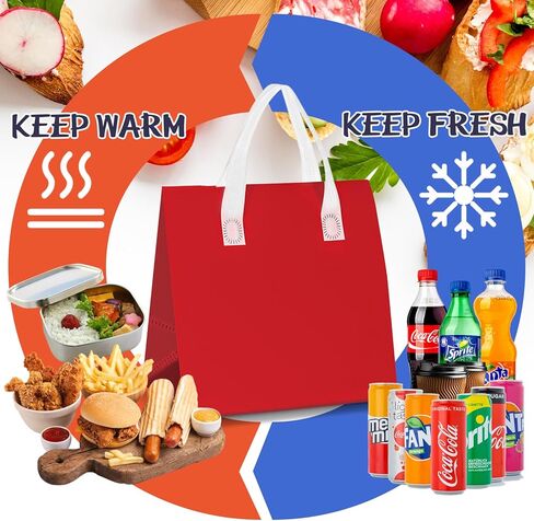 كاكتيين 150 قطعة من اكياس الطعام المعزولة، اكياس معزولة حراريا، اكياس طعام للقهوة والحليب والشاي والطعام البارد الساخن، شنطة تبريد لتوصيل الطعام والمطاعم والبقالة والنزهة، 5 الوان in Kuwait