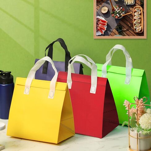 كاكتيين 150 قطعة من اكياس الطعام المعزولة، اكياس معزولة حراريا، اكياس طعام للقهوة والحليب والشاي والطعام البارد الساخن، شنطة تبريد لتوصيل الطعام والمطاعم والبقالة والنزهة، 5 الوان in Kuwait