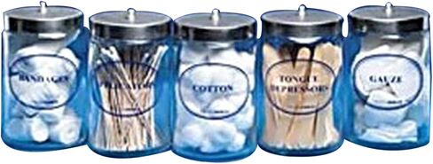 Dukal TEC 4019 Tech-Med Clear Plastic Sundry Jars, Plastic Lids, 6-1/2"H x 4-1/4" Dia (Pack of 5) in Saudi Arabia