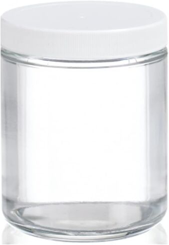 Wheaton W216913 Clear Glass 4oz Straight Sided Jar, with 58-400 Black Phenolic Rubber Lined Screw Cap (Case of 24) in Saudi Arabia