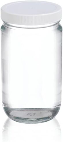 Wheaton W216913 Clear Glass 4oz Straight Sided Jar, with 58-400 Black Phenolic Rubber Lined Screw Cap (Case of 24) in Saudi Arabia