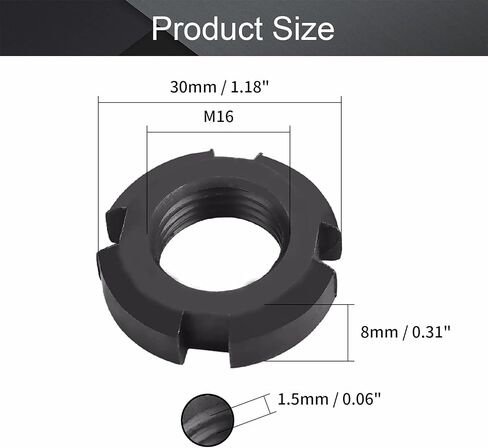 MroMax M16x8mm Retaining Slotted Round Nuts,Carbon Steel 4-Slot Spanner Nut for Roller Bearing Pump Valve Black 4Pcs in Saudi Arabia