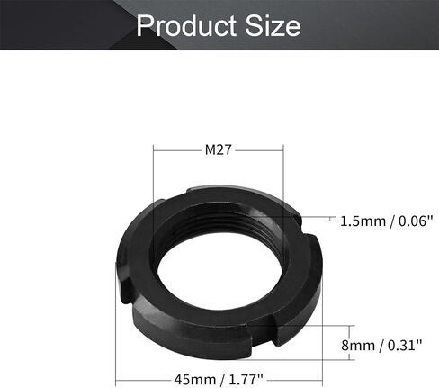 MroMax M27x10mm الاحتفاظ بصواميل مستديرة مشقوقة، من الفولاذ الكربوني 4 فتحات مفتاح ربط لصمام مضخة تحمل الأسطوانة أسود 4 قطعة in Kuwait