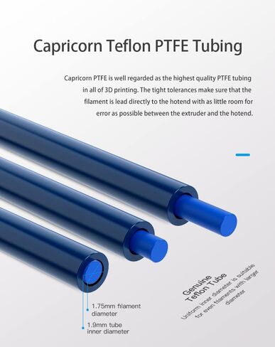 انبوب بودين اصلي من بولي تترافلورو ايثلين (1 متر) سلسلة XS لفتيل 1.75 ملم مع قاطع انبوب تفلون PTFE وتركيبات هوائية مطورة PC4-M6 وPC4-M10 مع اسنان معدنية ومشبكين ازرق in Kuwait